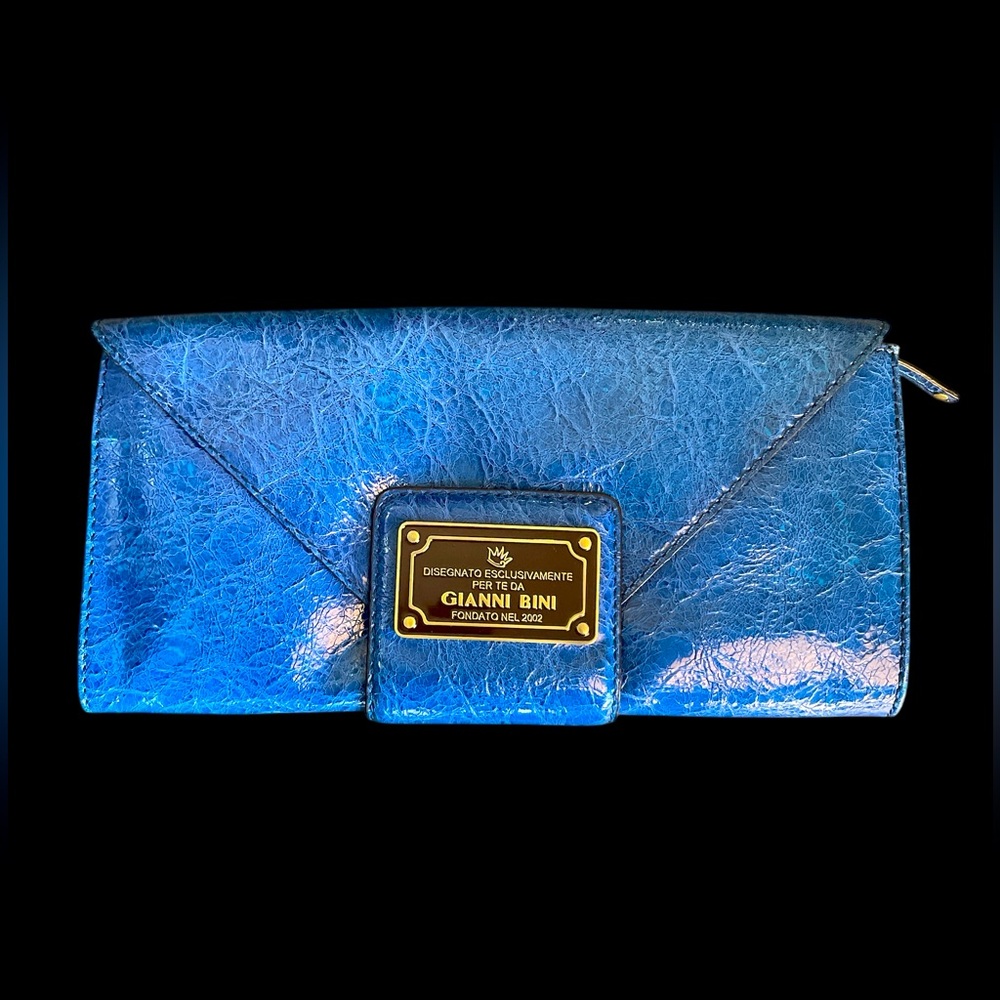 Gianni Bini leather Blue envelope clutch